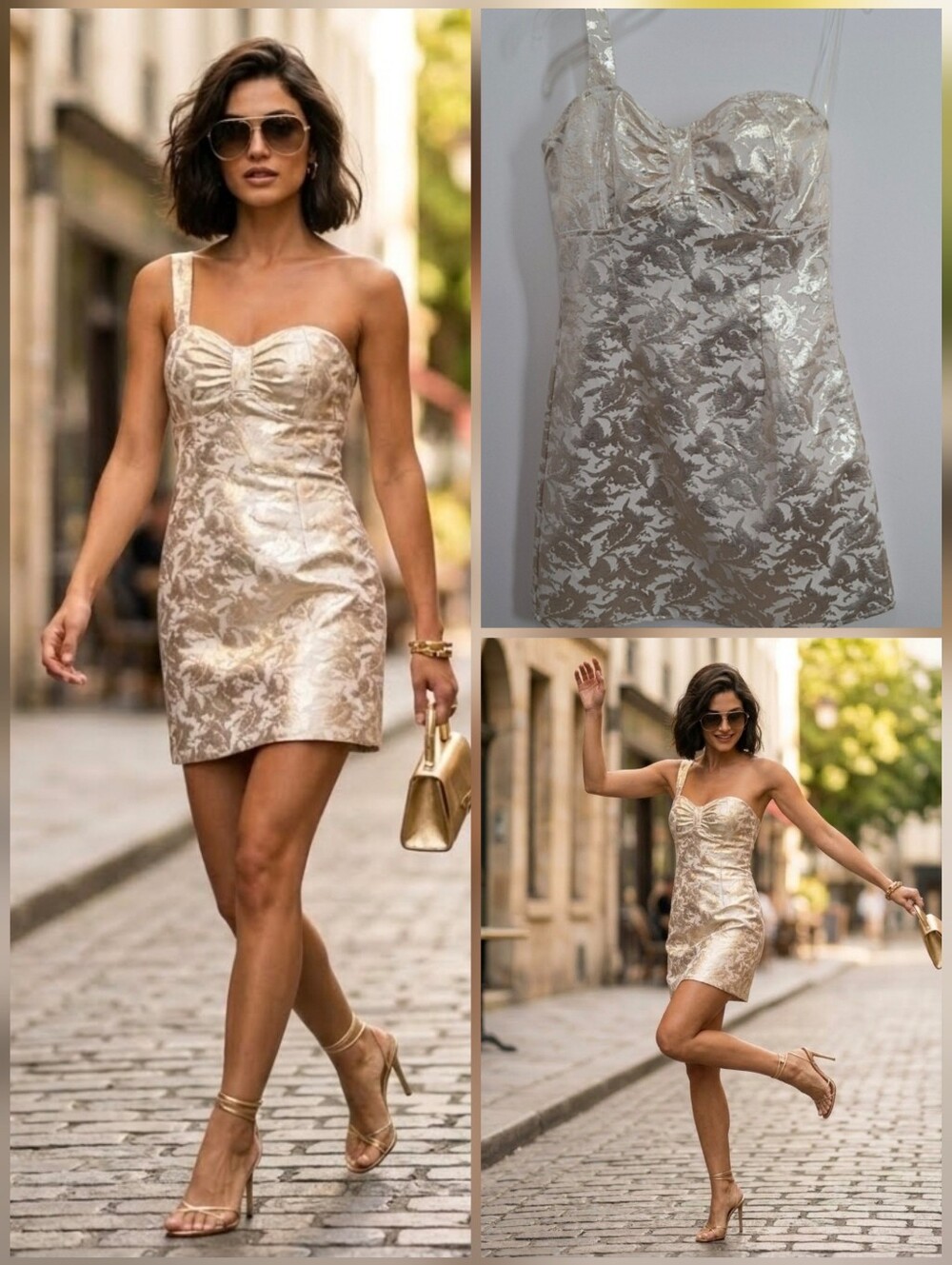 ❤️Glam NEW! Metallic Gold Patterned Dress 🤍MEDIUM
